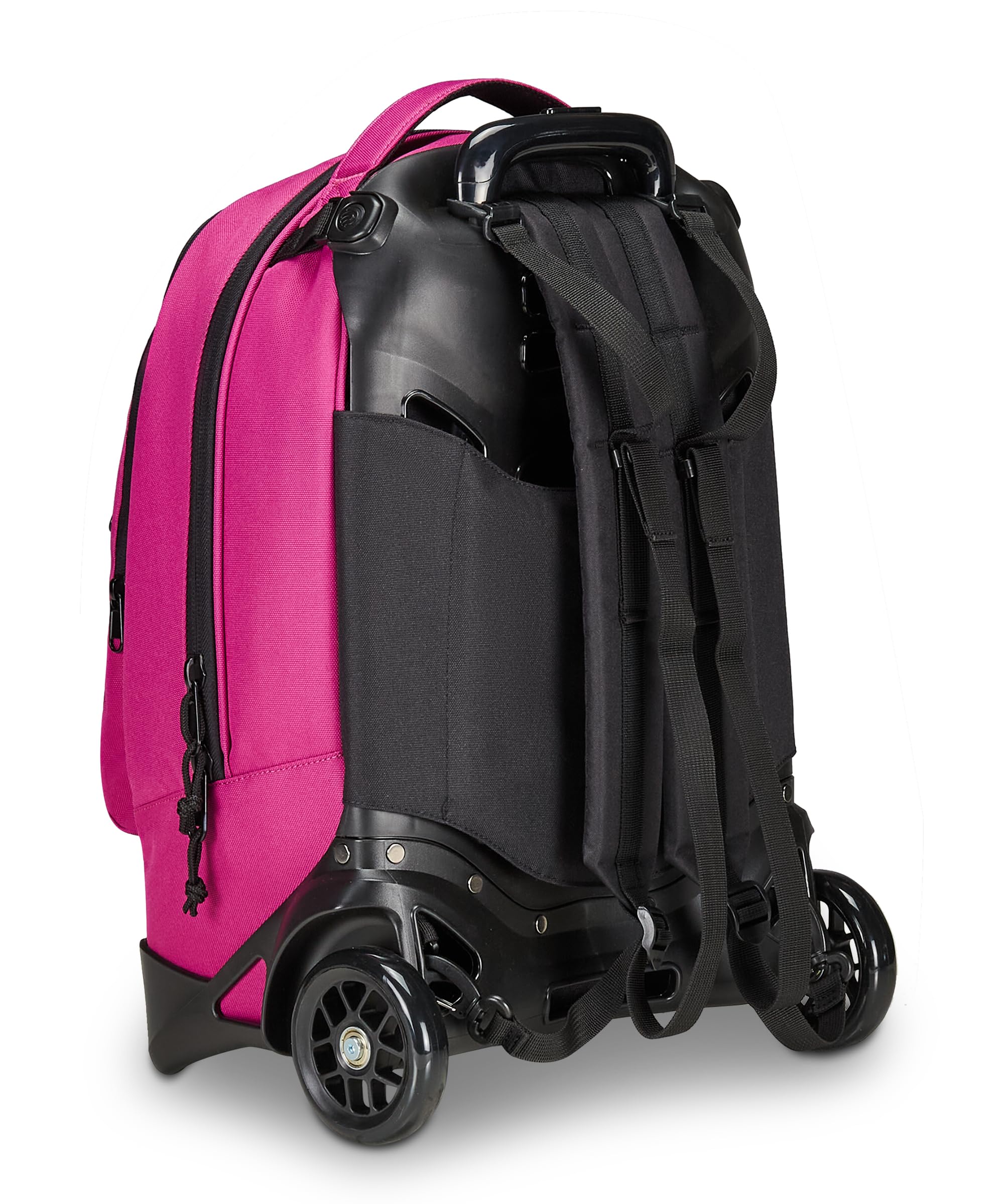 Invicta Trolley Scuola Plug Plain, Fucsia, Multi Uso, Zaino Doppio Scomparto Con Carrello Sganciabile, Tasca PC, Tasca Borraccia e Tasca Con Organizer, Trolley Medie Superiori Viaggio, Ragazza