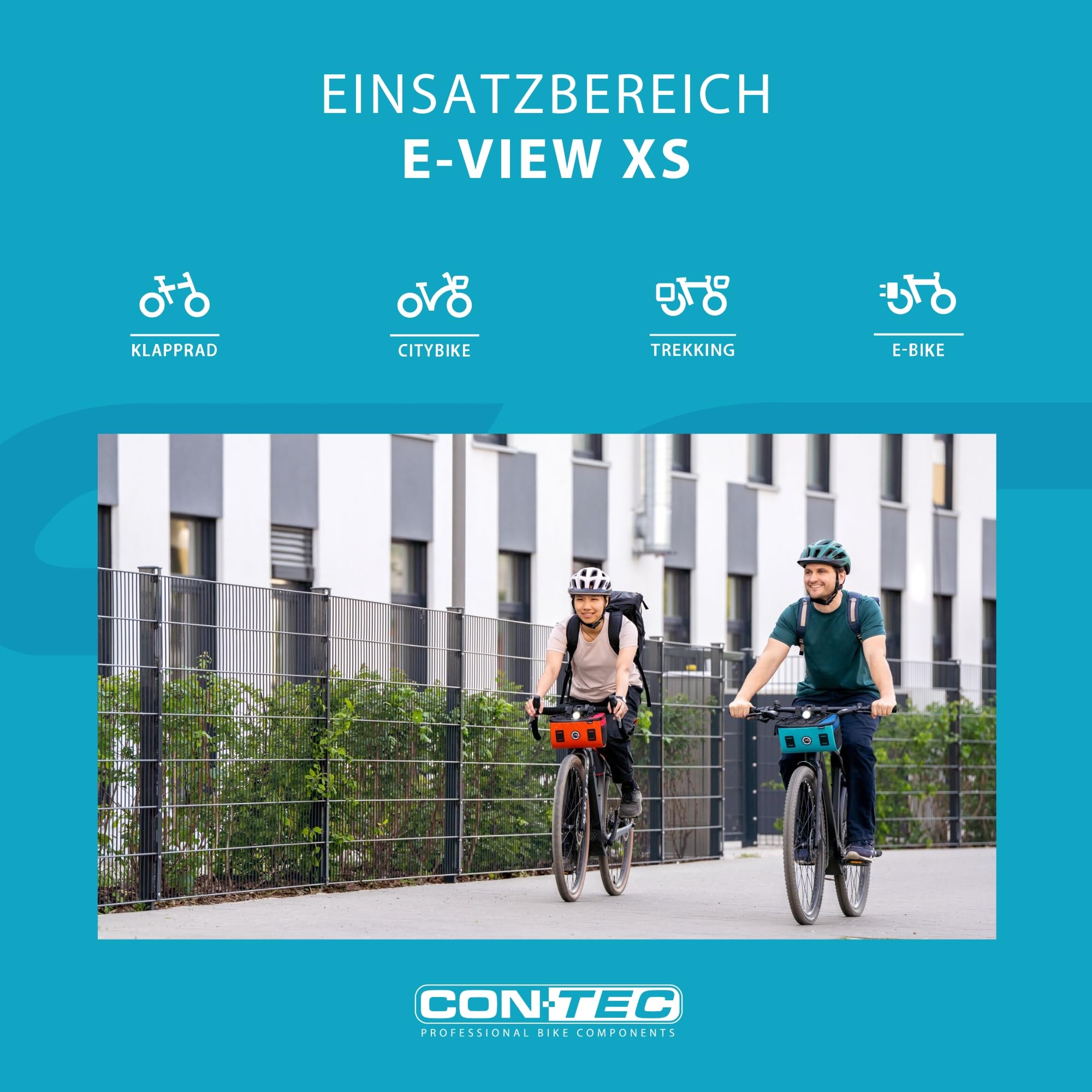 CONTEC E-View XS Fahrradspiegel, E-Bike Rückspiegel mit Edelstahllinse Ø 62 mm, Glare oder Dazz Linse, Lenker-Innenklemmung Ø 16 mm, rechts & links montierbar, robust & schwarz