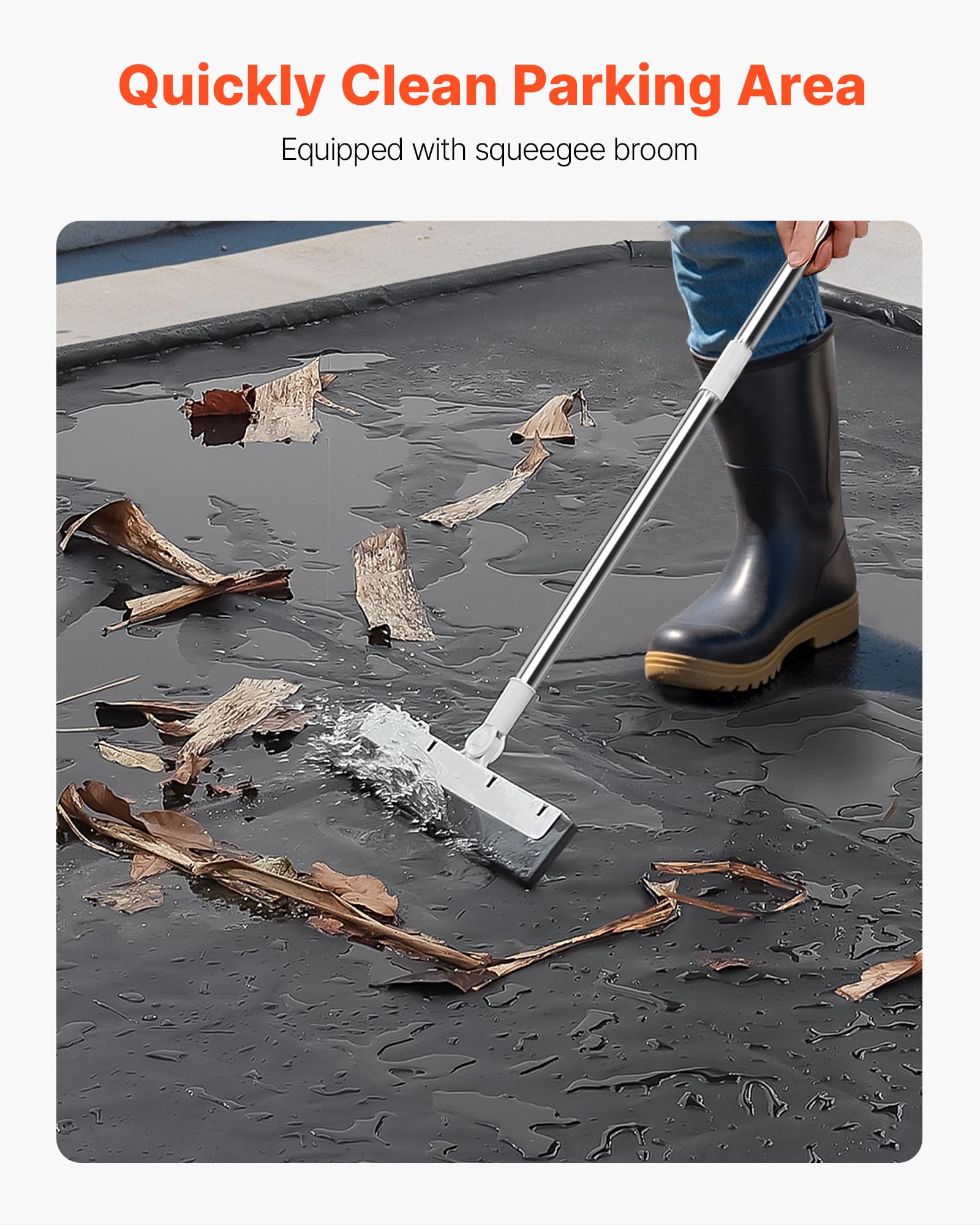 VEVOR Tappetino Antiscivolo per Garage, 2,4 x 5,5 x 0,03 m, con Tergivetro, Resistente e Impermeabile, Protezione per Pavimenti da Neve, Pioggia, Fango, Tappetino per Garage Officina, Nero