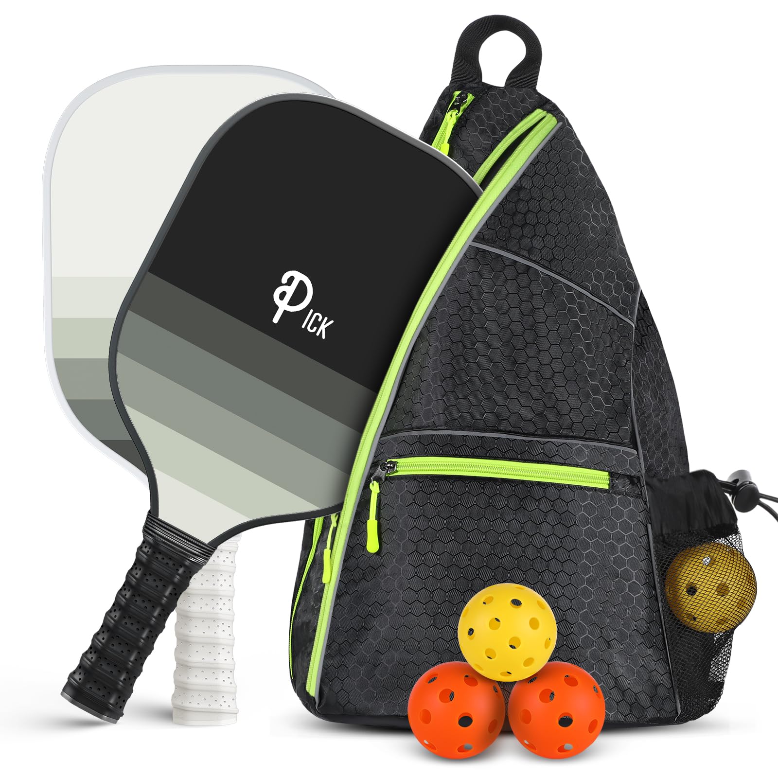 Achiou Pickleball Paddles Set - High-Performance Fiberglass Surface, Lightweight Rackets with Bag, Gift for Men and Women, Includes 2 Outdoor and 2 Indoor Pickleball Ball