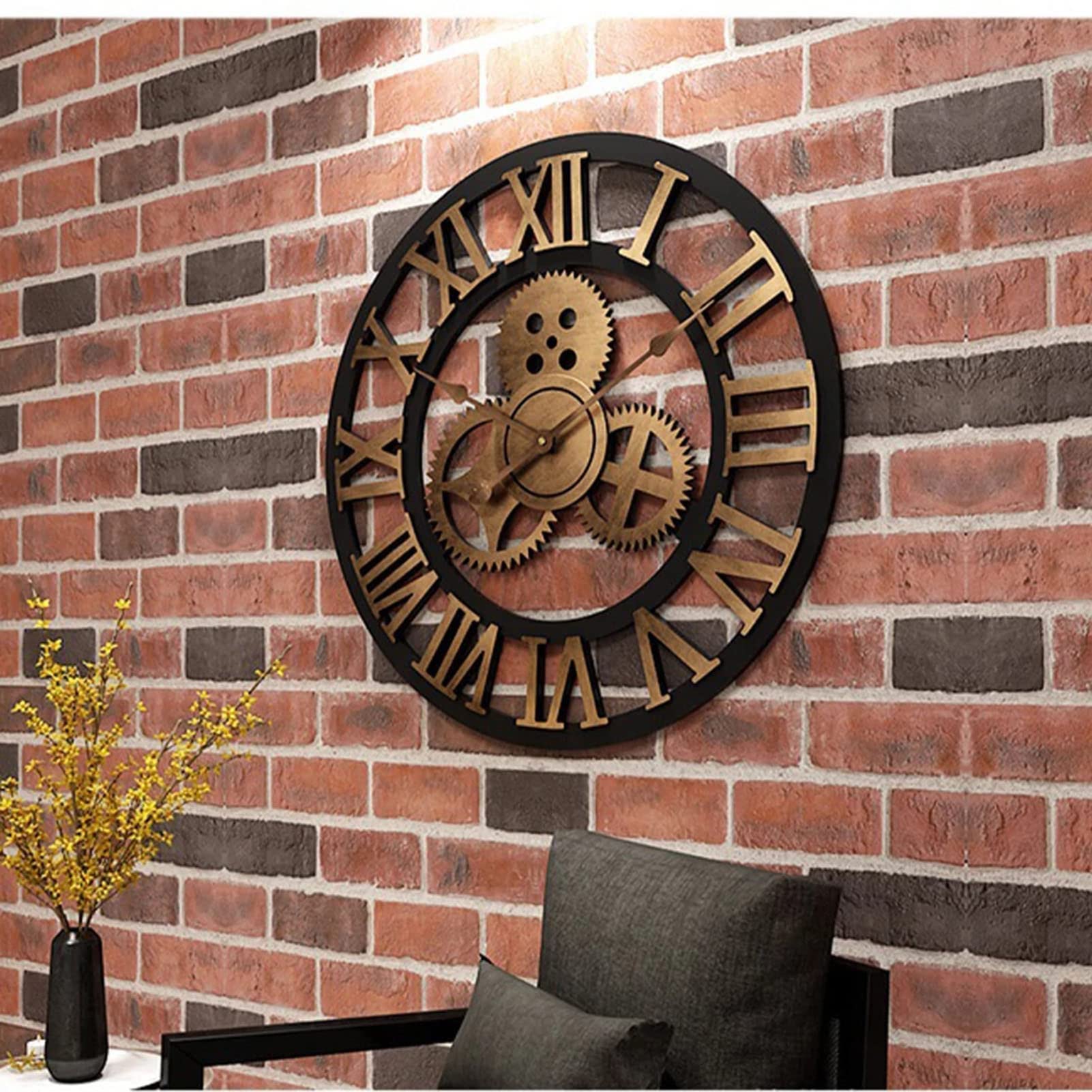 Reloj de pared, reloj al aire libre, reloj de jardín, reloj de pared de hierro forjado de estilo industrial europeo al aire libre, números romanos esqueleto, relojes silenciosos for cocina, sala de es