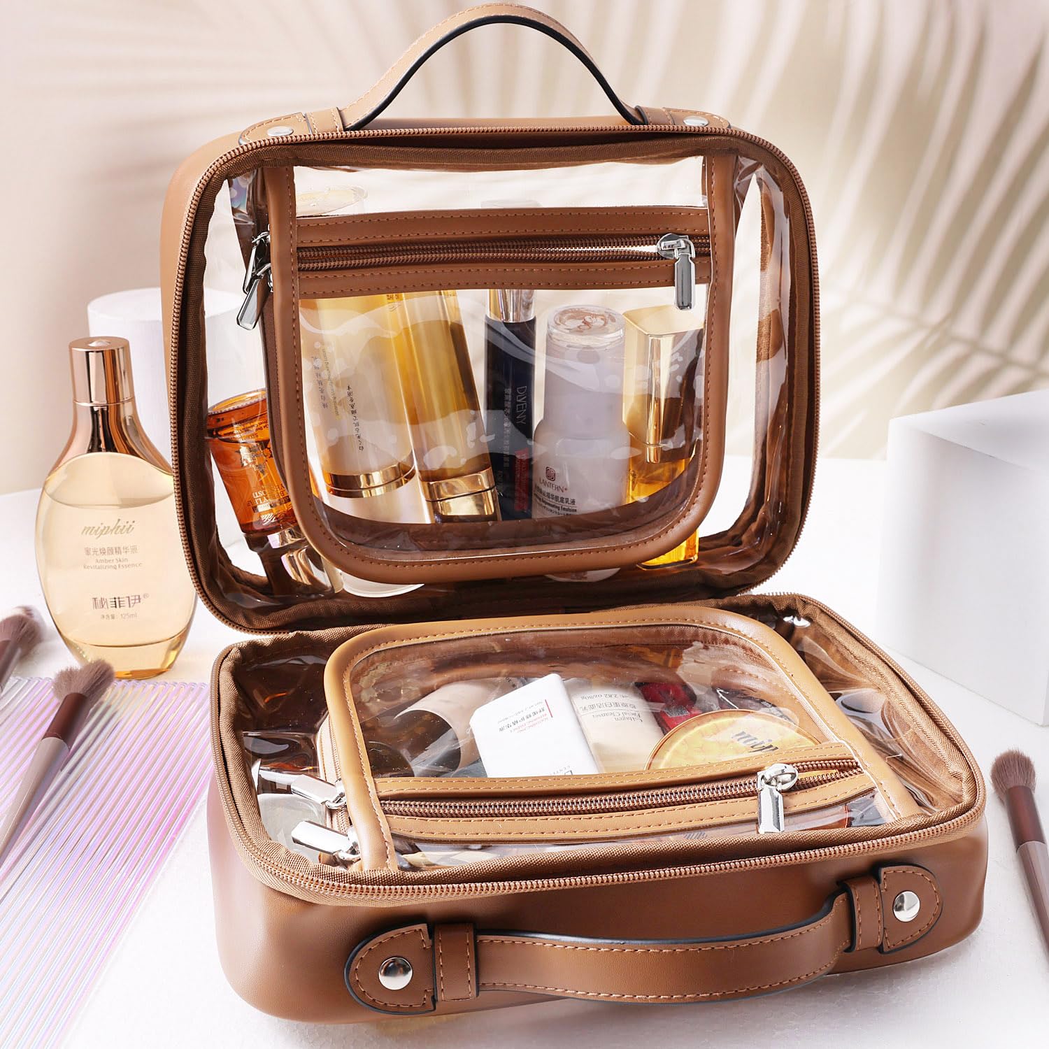 SANHECUN Neceser de Viaje Grande Transparente para cosméticos