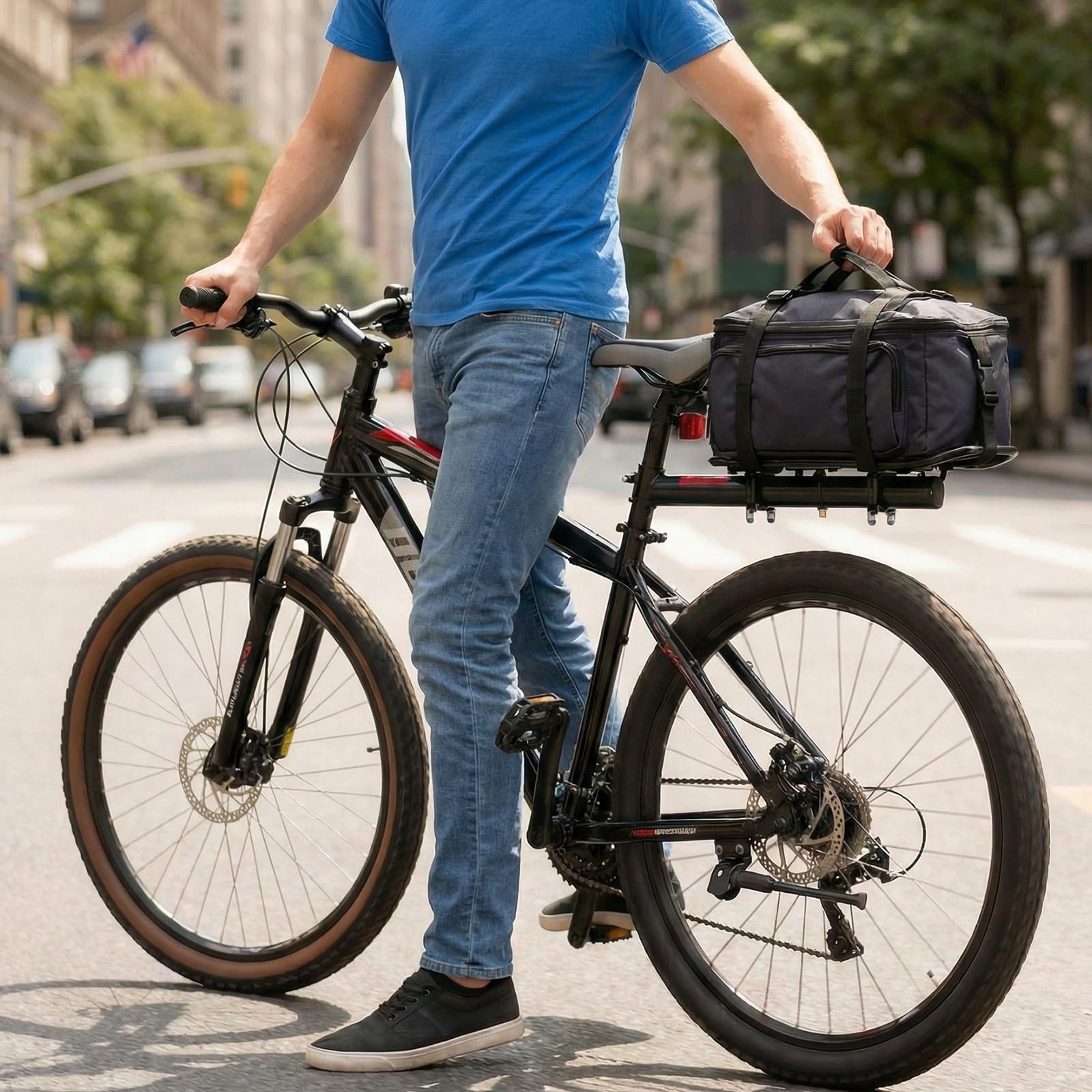 Portabagagli per mountain bike, portapacchi per bicicletta, universale, in lega di alluminio, per 22 – 32 mm, per MTB, bici da corsa e City bike, portata 10 kg