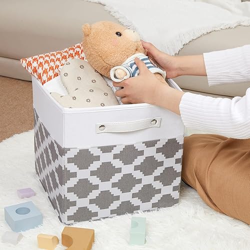 Miniatura 3 de Contenedores de almacenamiento de cubos de 12 x 12 pulgadas con asa, paquete de 4 cubos de tela para ropa, juguetes, cubos de almacenamiento