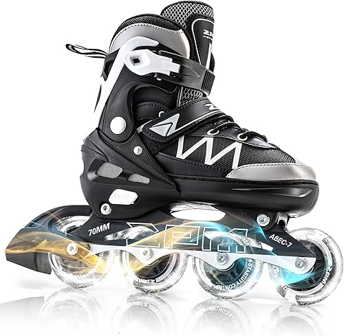 2PM SPORTS Patines en línea ajustables para niñas con ruedas de luz completa, divertidos patines para principiantes para niños y jóvenes