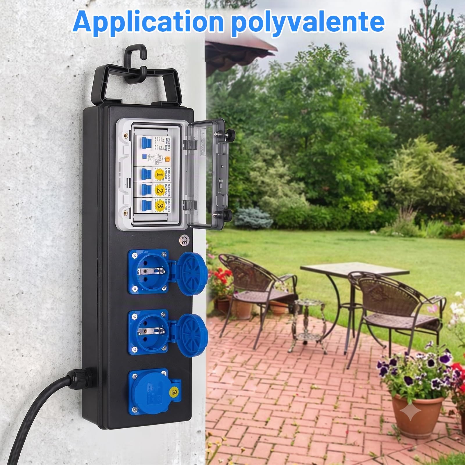 Coffret Électrique de Chantier - Coffret distribution portable avec 3 prises 250V 16A protection différentielle - Répartiteur avec fiche CEE 3P et câble 2m pour chantiers, caravanes