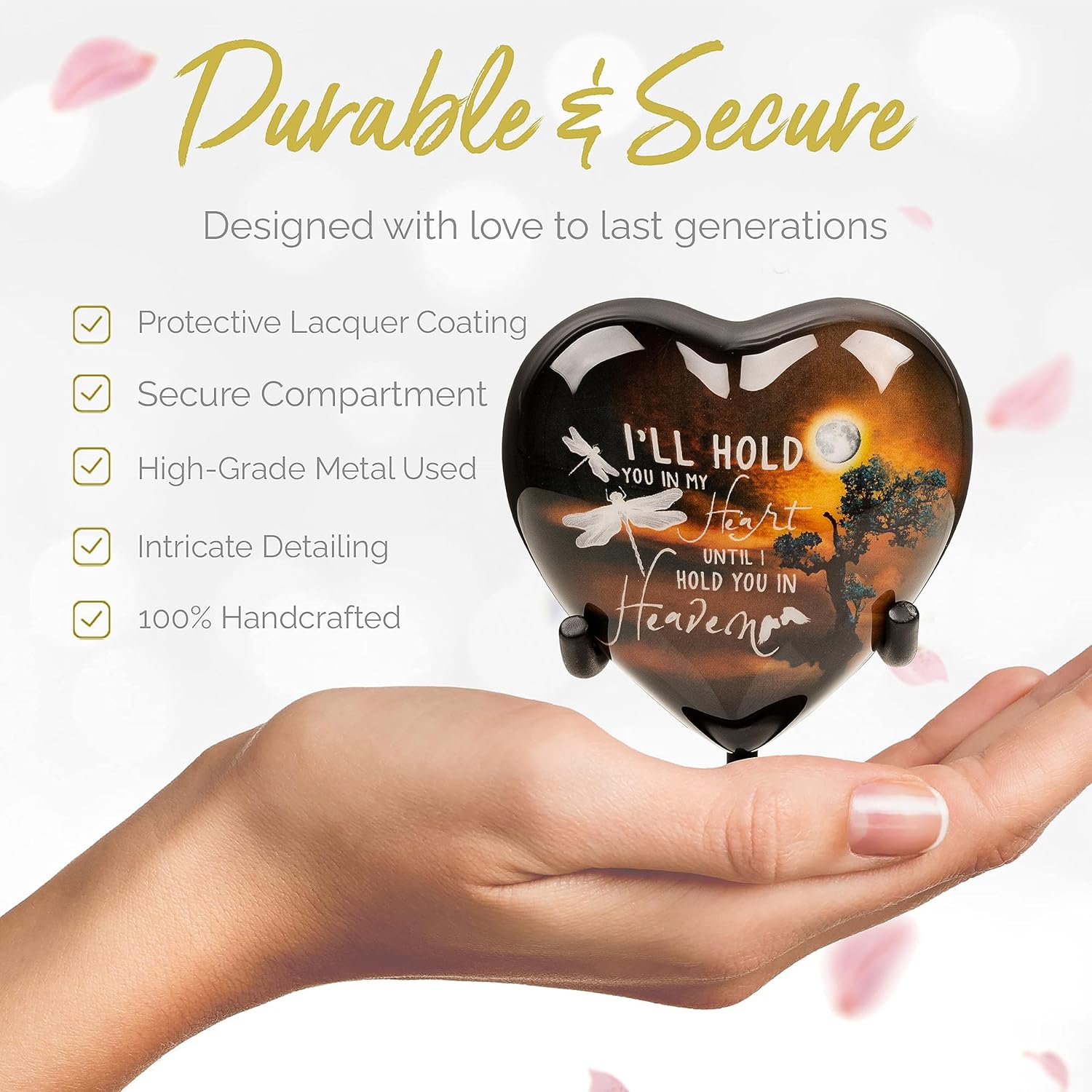 Amaira Memorial Heart Small urns for Human Ashes | Mini Cremation Urns for Female Pets or Children | Funeral Burial Decorative Urn for Human Ashes | Miniature urn - Image 2