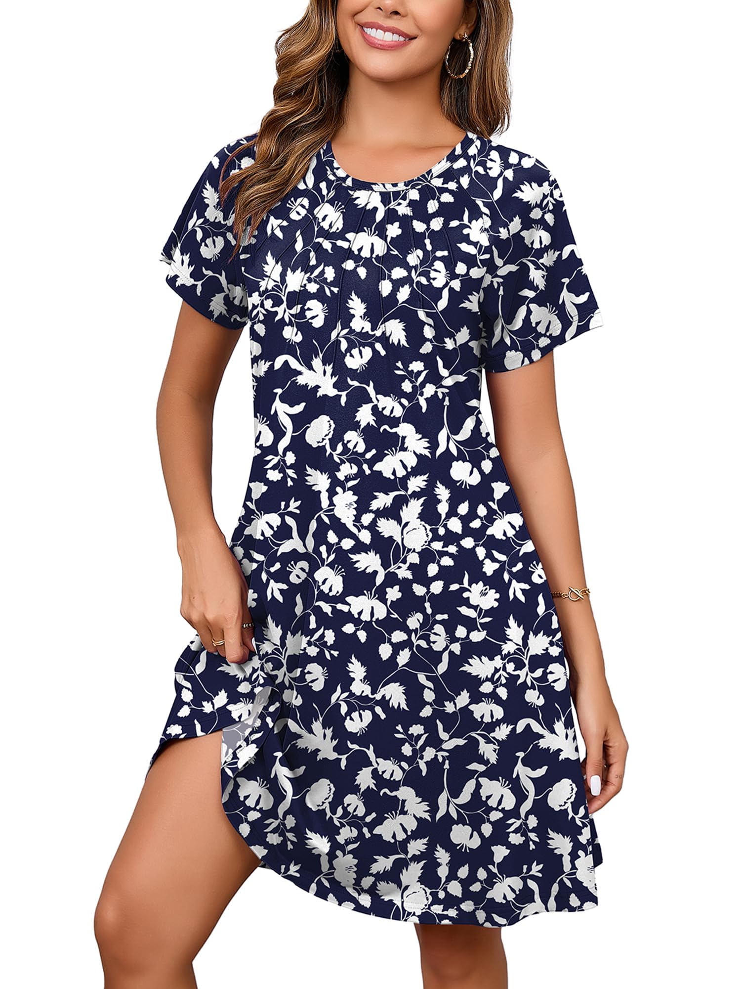 Heymoments Short Sleeve Crewneck Summer Dresses for Women