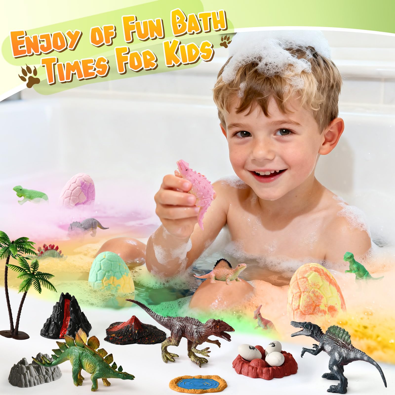 Bombes de Bain pour Enfants Surprise,12Pcs Boule de Bain Jouets Dinosaures Bubbles Cadeau de Bombes Douche Aromatherapie Jouets Fournitures de Loisirs Créatifs Anniversaire pour Garçons Filles