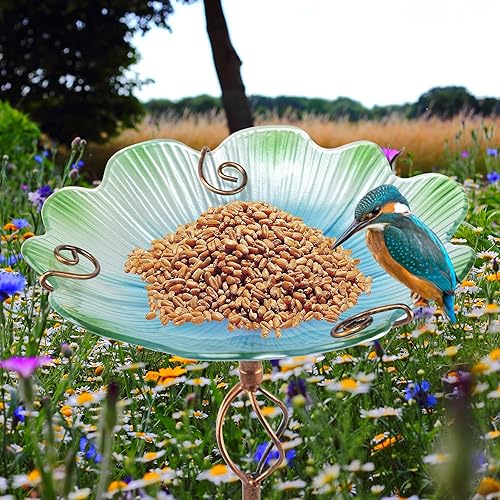 Miniatura 4 de Baño para pájaros para exteriores, baño de pájaros de cristal, baño para pájaros pequeños para el jardín, bañeras para pájaros para el jardín,