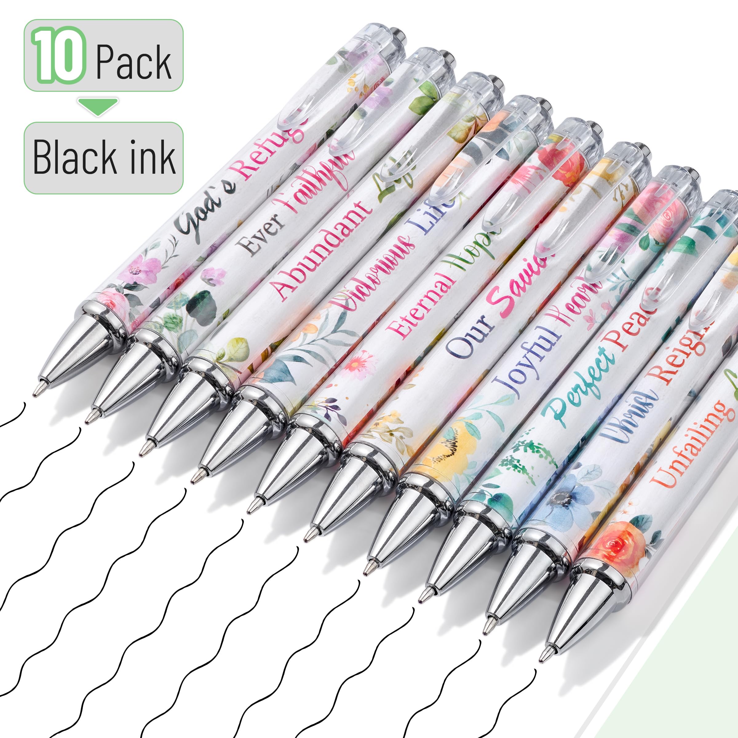 Mr Pen Christian Pen Set 10 Pack Faith Blossoms Black Ink Bible Verse Pens Ballpoint Pens — view 2