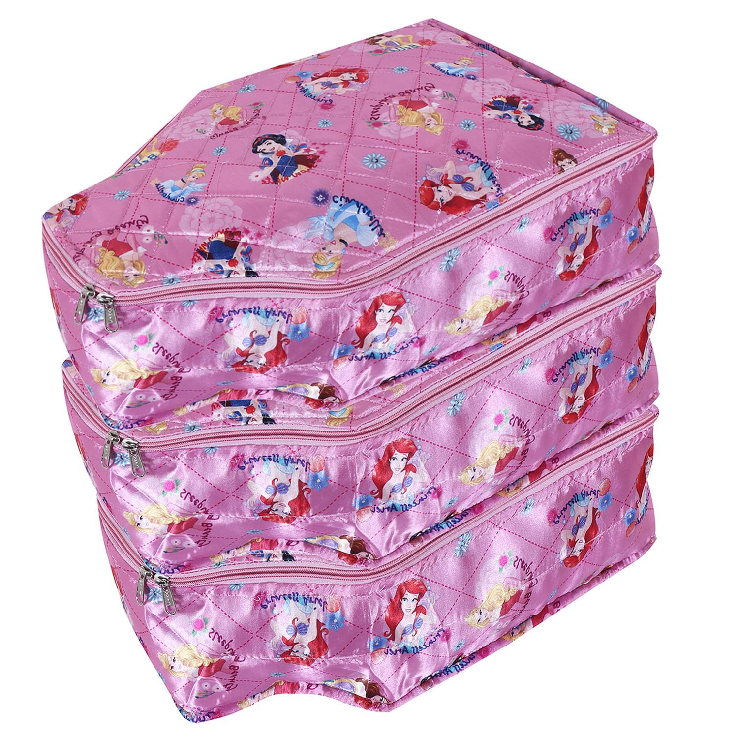 Kuber Industries Disney Princess Blouse Cover | Satin Digital Blouse Cover | Clothes Storage Bag | Double Zip wardrobe organizers | Pack of 3 | Pink (B0CVXQD65Q) Amazon Price History, Amazon Price Tracker