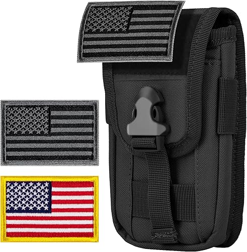 IronSeals Funda táctica para teléfono, funda táctica para teléfono inteligente, paquete EDC Molle, soporte para cinturón con parche de bandera