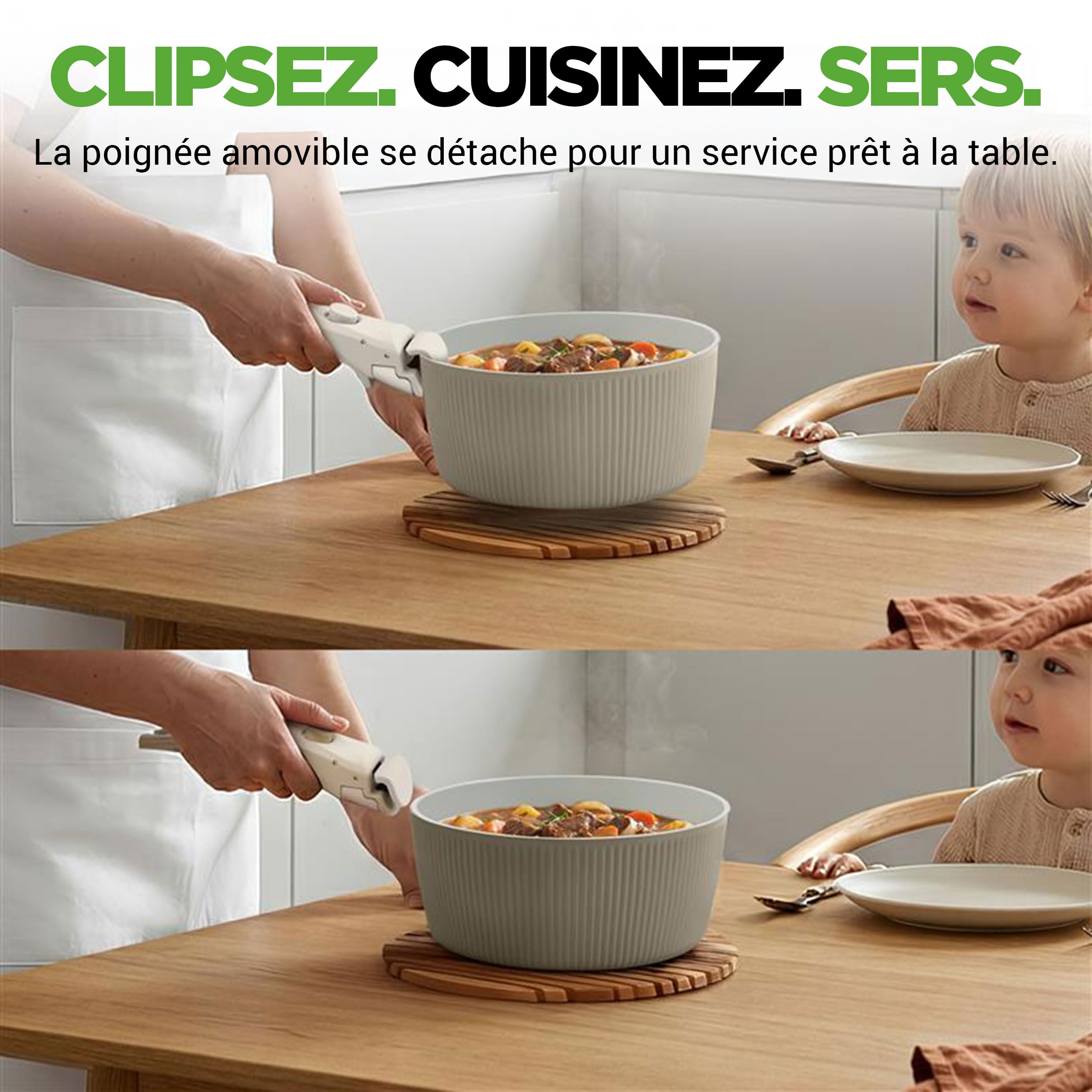 NutriChef Batterie de Cuisine 18 Pièces – Casseroles et Poêles Antiadhésives Céramique, Sans PTFE PFAS PFOA, Poignées Amovibles, Gain de Place, Tous Feux dont Induction