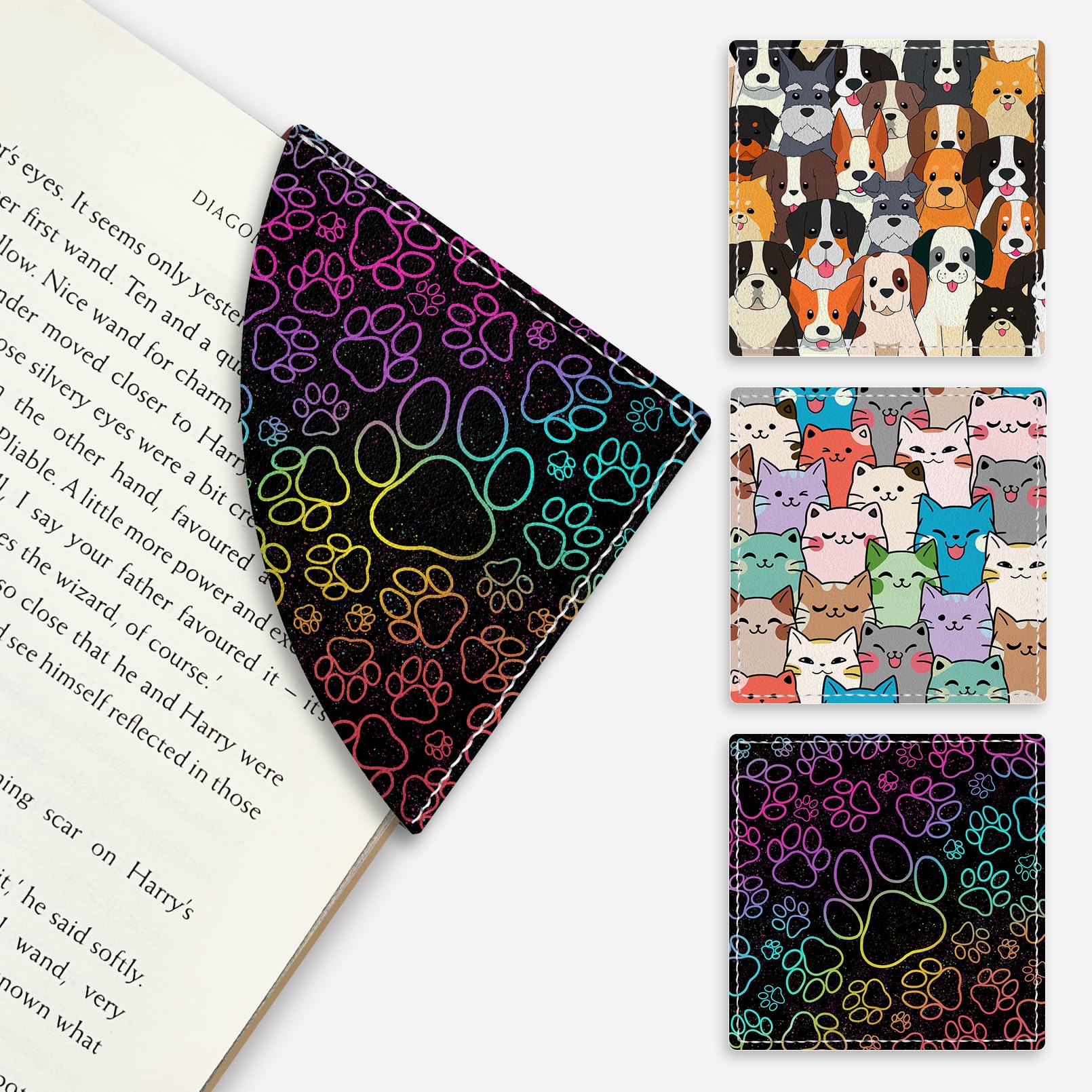 Icycay Leather Animals Bookmarks - 3 Pcs Cute Paws Corner Bookmarks for Book Lovers, Reading Accessories for Women Men Student Teacher Girls Boys Kids Retirement Birthday Gifts โ image 1