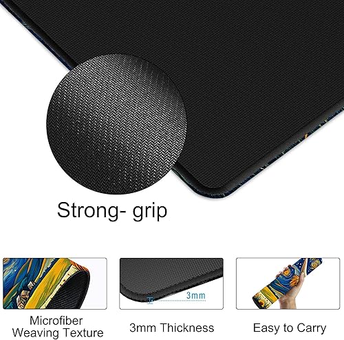 Miniatura 5 de Highland Cow Starry Night - Alfombrilla de mouse grande para escritorio, teclado extendido, alfombrilla de mouse de anime con base antideslizante y