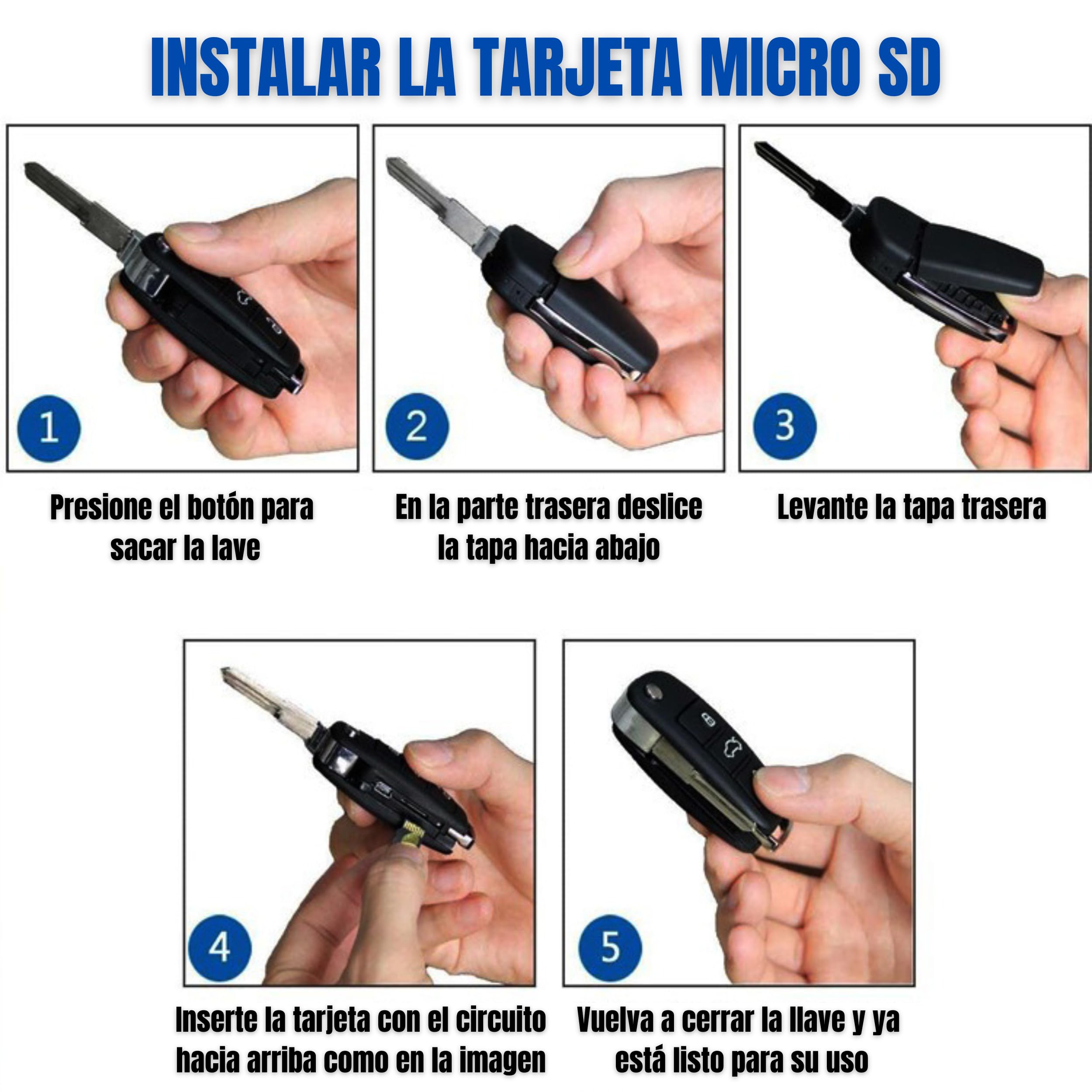 Mini Camara Espia Oculta Camuflada en Llave de Coche, sin Luz al Grabar (FULL PACK 2MP Super HD con MicroSD 32GB, LECTOR LED, OTG para Ver en Móvil y Carga USB-C)Sensor de Movimiento y Visión Nocturna