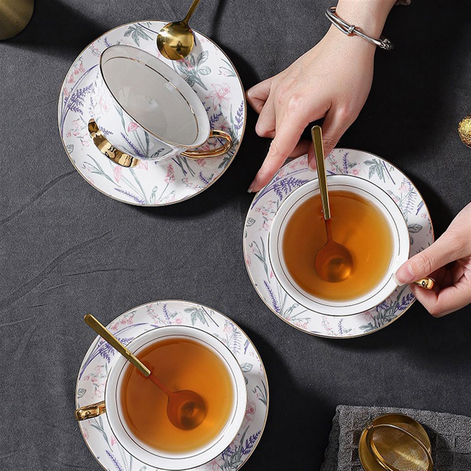 Tasse Tasses Service à thé de l'après-midi anglais, tasses café en céramique, ensemble haute couleur, belles et soucoupes