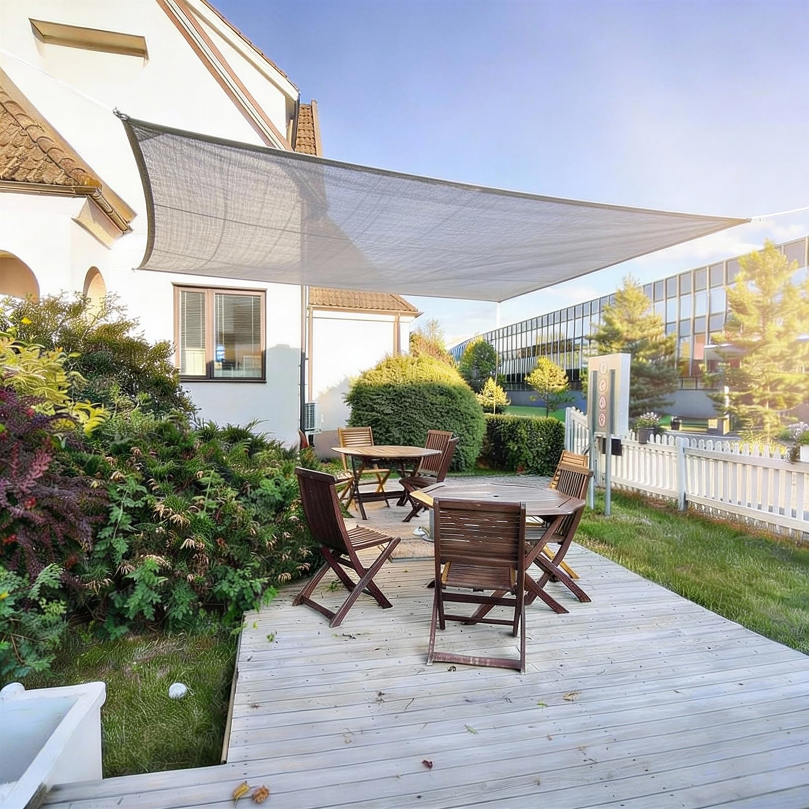 Amazon.de: HAIKUS Sonnensegel 5x6 m Rechteckig, Premium HDPE UV Schutz  Sonnenschutz Atmungsaktiv Wetterbestndig fr Garten Balkon und Terrasse,  inkl Befestigungsseile, Rechteck 5x6m Hellgrau