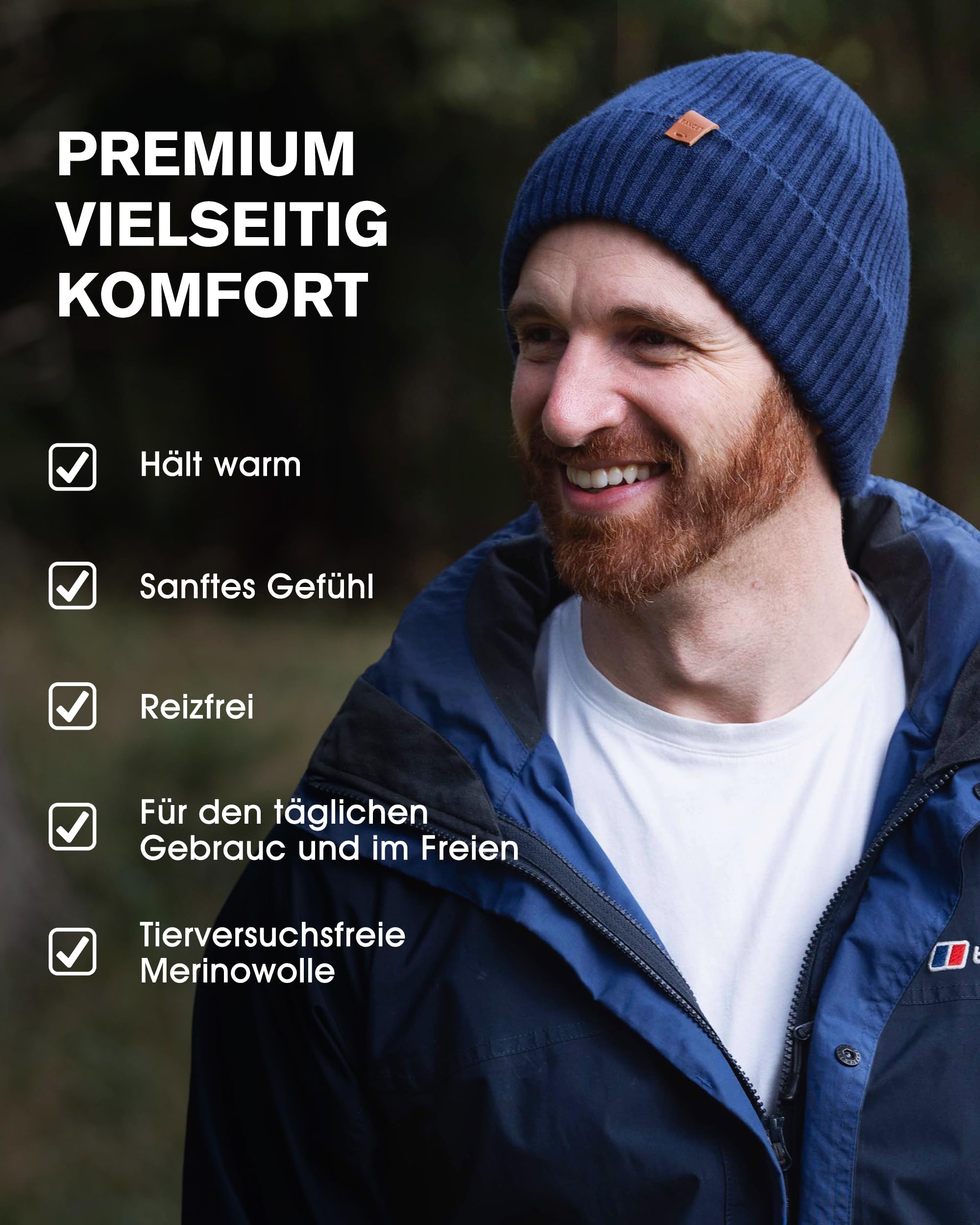 Fancet Gorro de invierno unisex 55% lana merino para caminar, golf, trabajo al aire libre, tejido de 2 capas, suave y elástico, regalos cálidos para hombres y mujeres