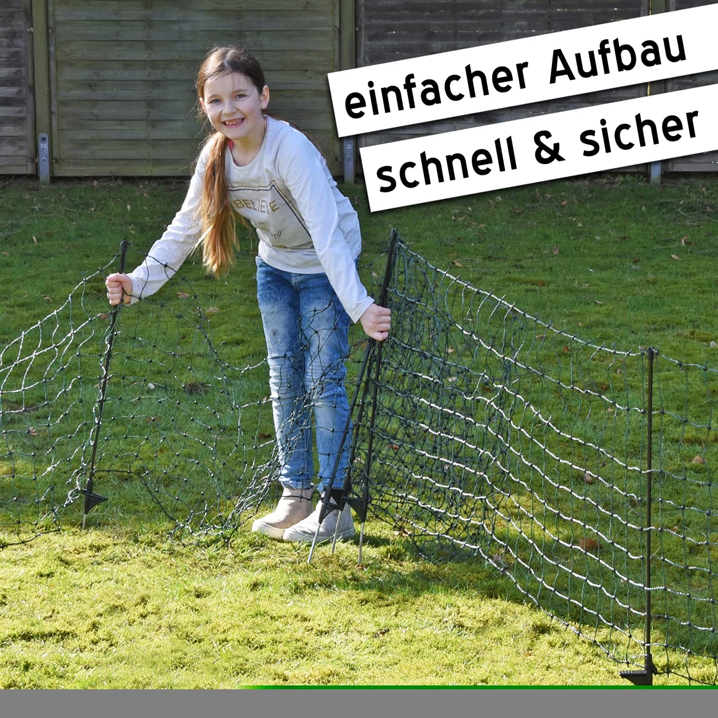 VOSS.PET Premium Kaninchenzaun petNET® 12m, 65cm Kaninchennetz Hasenauslauf Elektronetz Kleintiernetz Hasenzaun