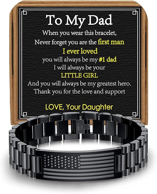 Gifts for Dad Stepdad New Dad Husband, Stainless Steel American Flag Watch Bracelet Birthday Fathers Day Christmas Jewelry Gifts for Men