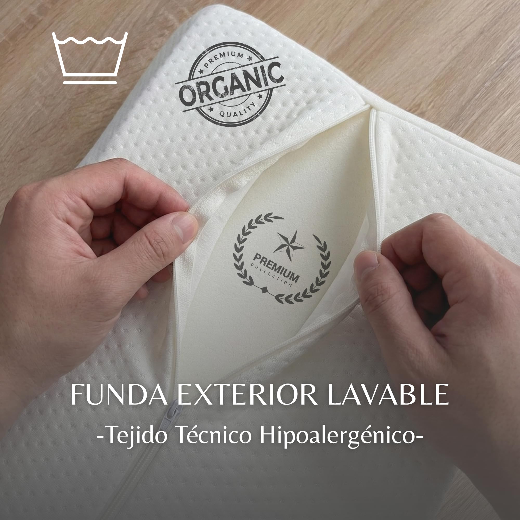 INDESMED Almohada Cervicales y Cuello Viscoelástica Ortopédica | Cojín Ergonómico para Dormir de Lado o Espalda | Soporte Cervical Nuca Firmeza Alta y Antiácaros para Cama | Memory Foam