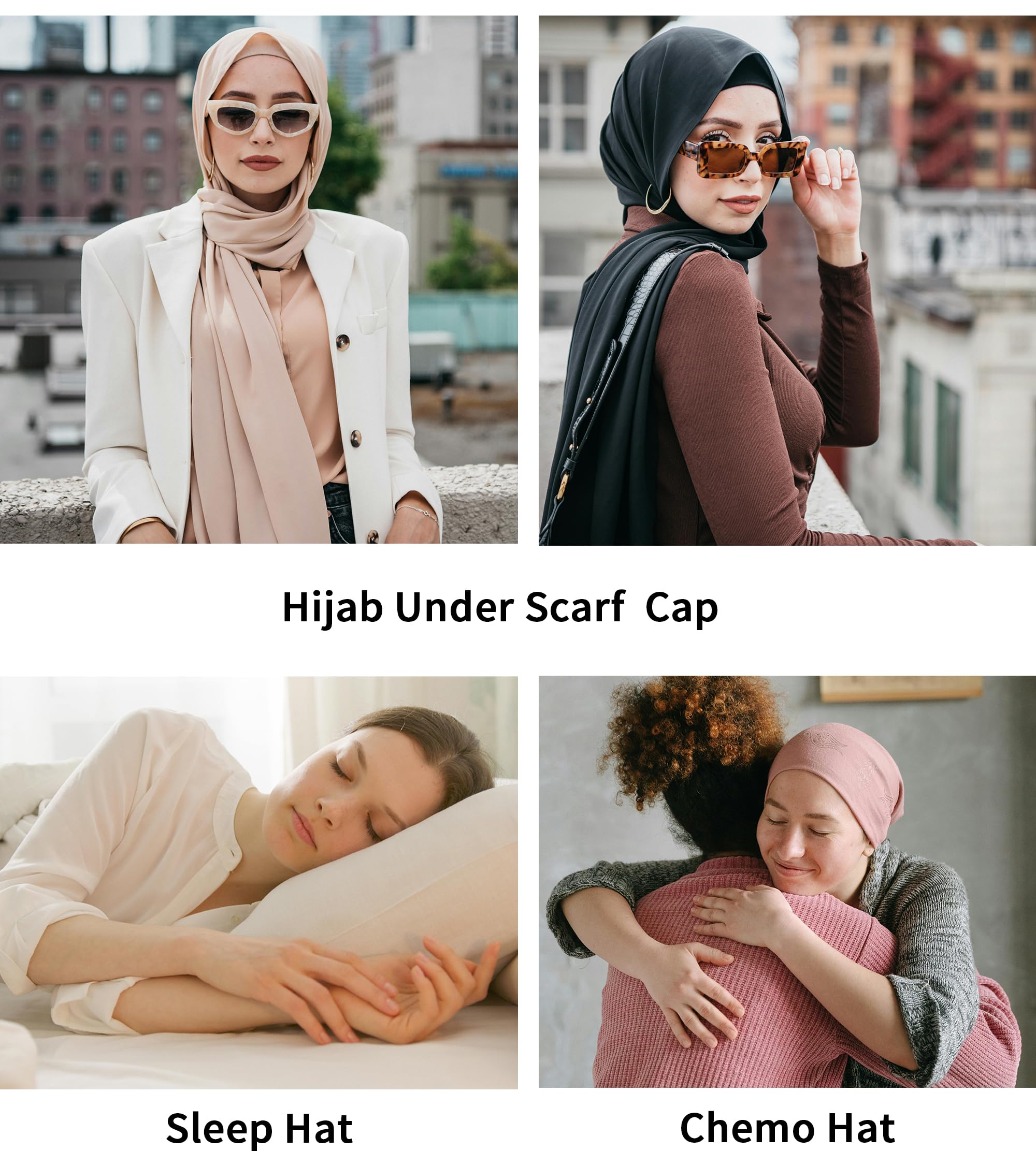 ZLYC Cappellino Hijab Foderato in Raso per Donne fermatenda Hijab sottogola Cappello Interno Cappello