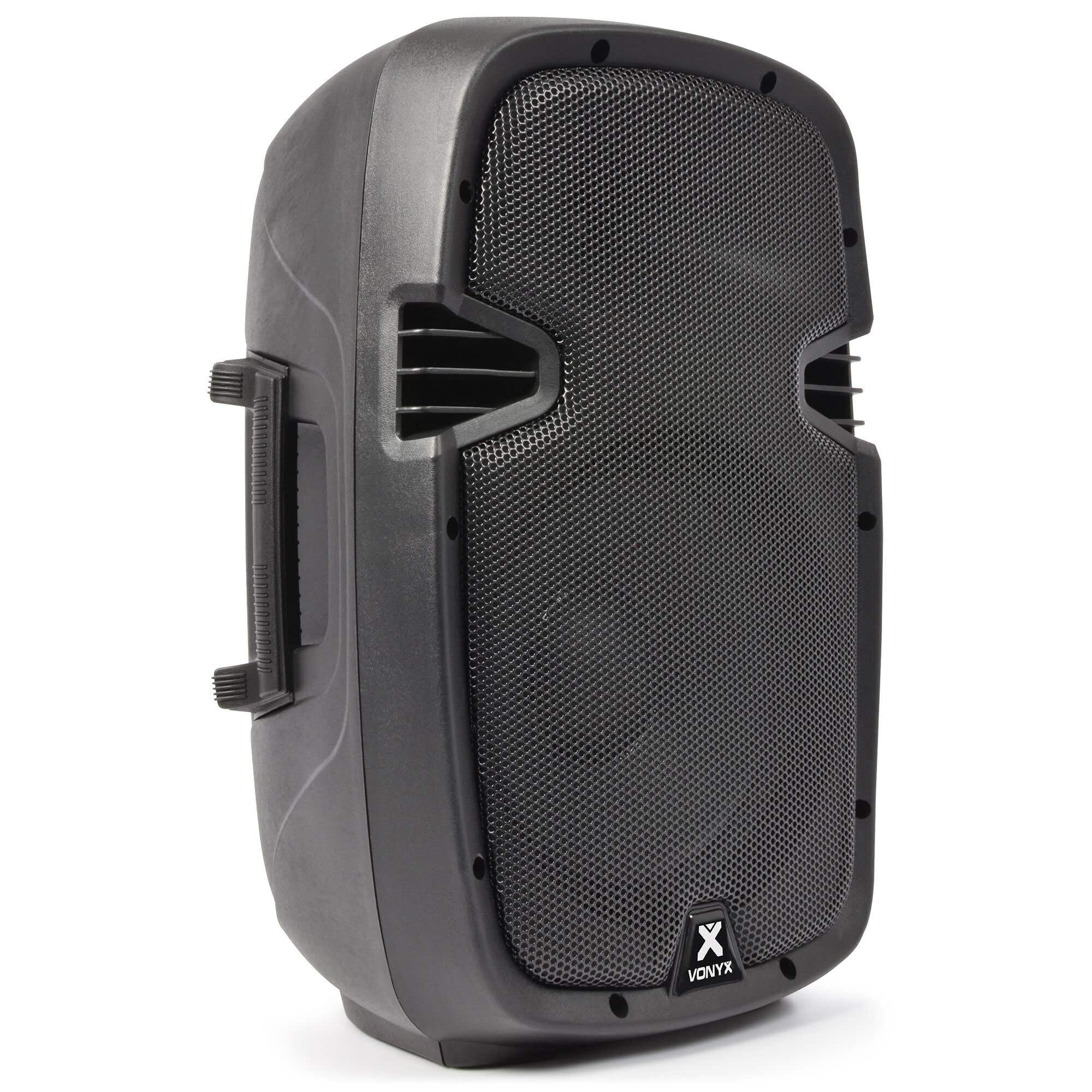 Vonyx Altavoz portátil de 10" PA de 400W en Carcasa rígida de ABS con tecnología Bluetooth, Reproductor Multimedia MP3 con USB y SD, Entrada RCA, XLR y Jack. Agujero para Vaso Tophat.