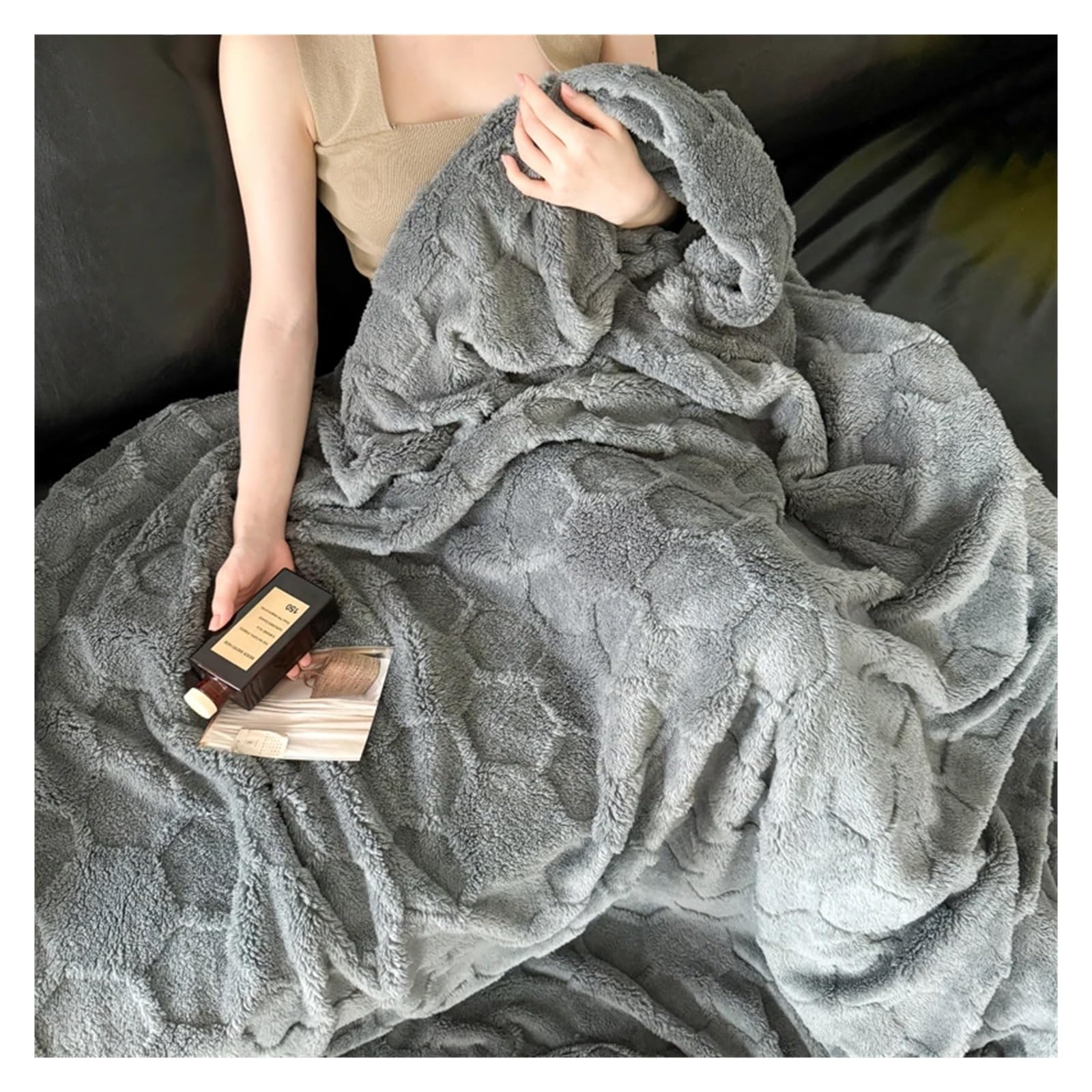Manta de Franela cálida a Cuadros, Sábana Color sólido, sofá, Toalla, Chal for Siesta, Mantas amigables con la Piel para Sofá Peluch Cama(Zongse,200x230cm 1pc)