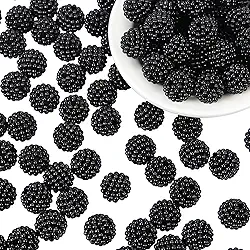 200 peças de contas de pérola de 15 mm contas pretas de chiclete contas de bolha de pérola DIY contas de acrílico para fazer joias, colar, pulseira, brinco