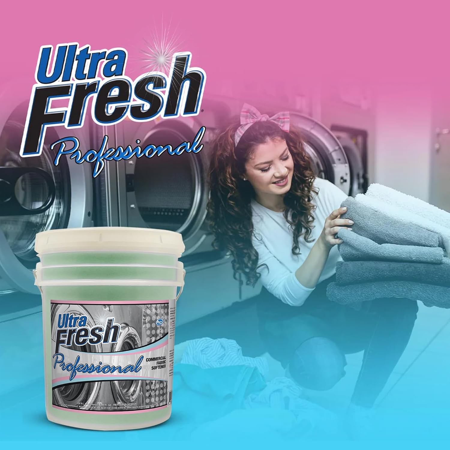 Ultra Fresh Professional 5 Gallon Fabric Softener for Commercial Washing Machines, Liquid Fragrance Booster for Up to 640 Laundry Loads, Fresh Scent