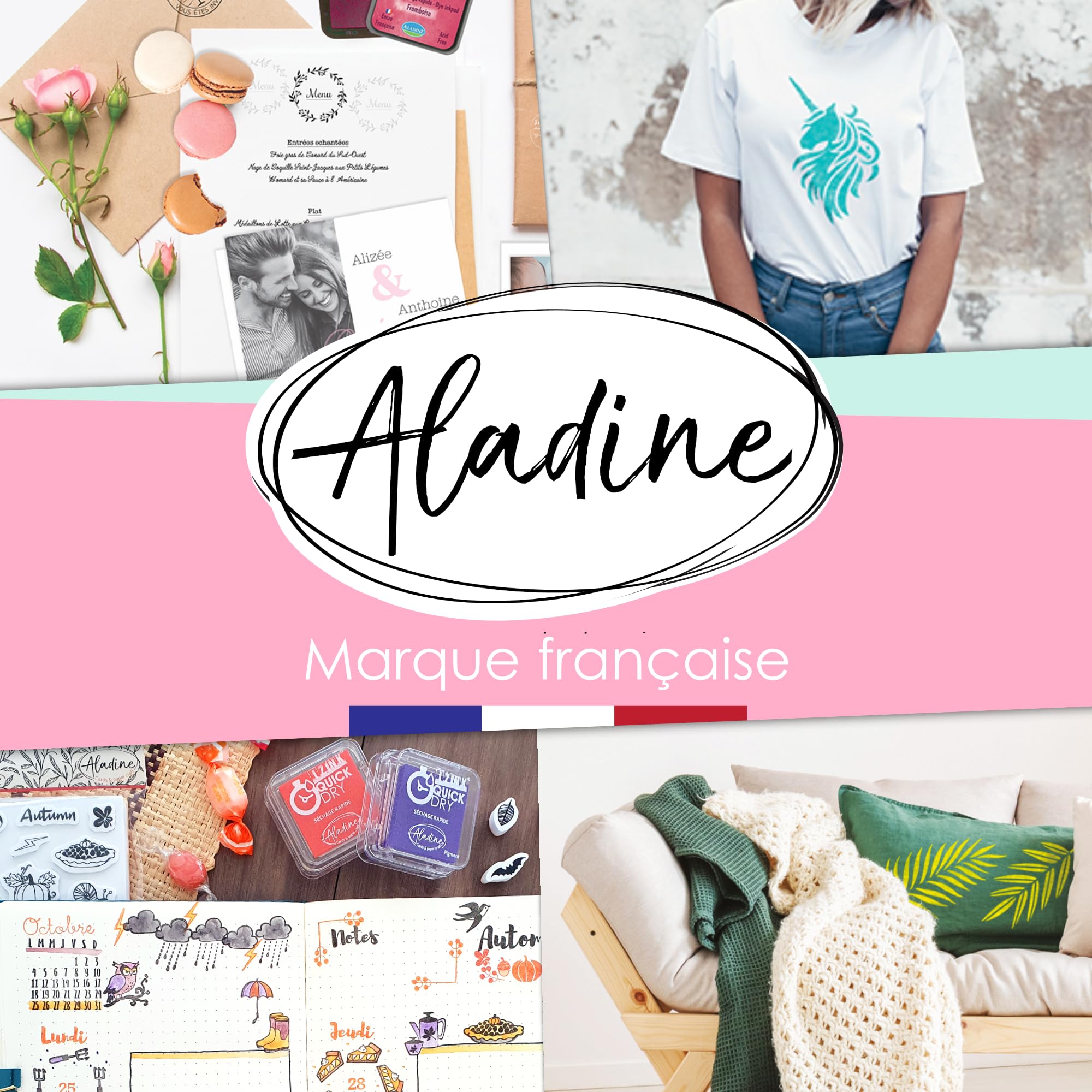 Aladine - Stampo Bullet Clear MIESIĄC ORGANIZACJI - Płyta z piankami, silikonowy ślad - Idealny do Bullet Journal, scrapbookingu, zeszytów - DIY 3958 Kreatywny wypoczynek Czarny