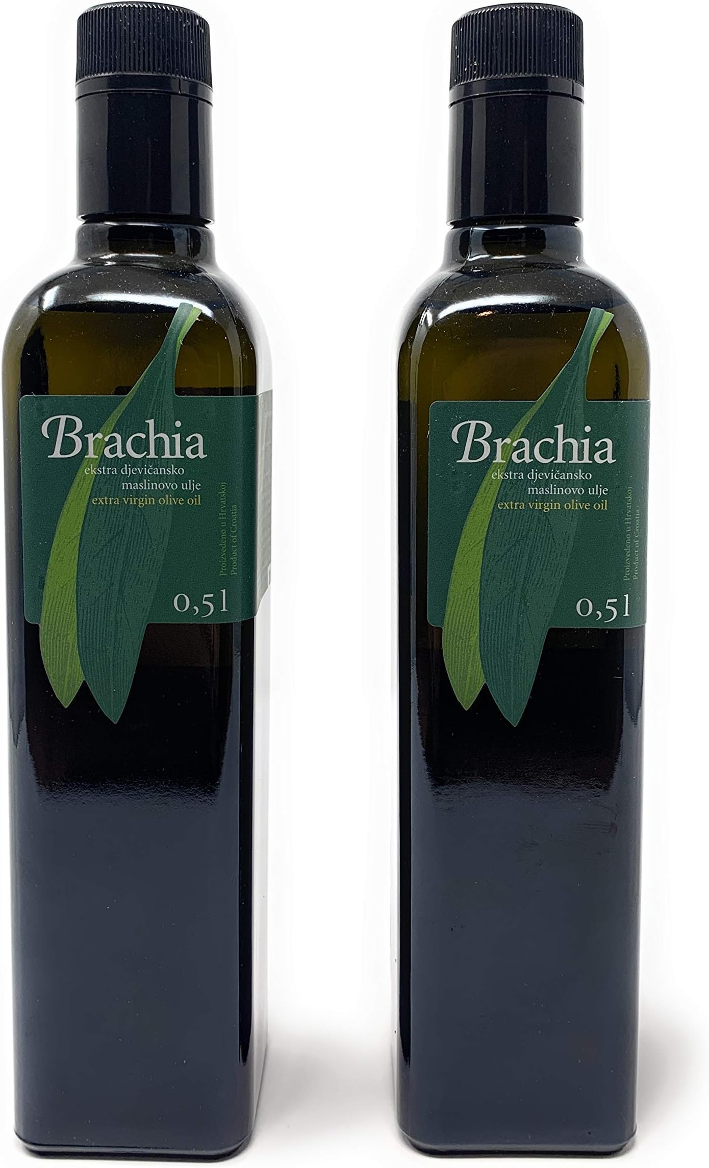 Croatian Premium Brachia Extra Virgin Olive Oil. First Cold-Pressed, Strong and Fruity Flavor, Perfect for Dipping and Drizzling. No Preservatives. Imported from Croatia. (2 x 0.5L Bottle Pack)