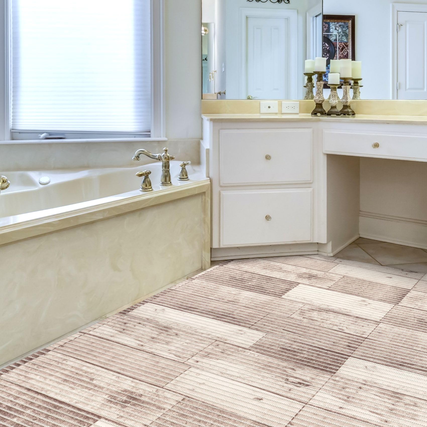 ANRO Weichschaummatte Badematte Bad Dusche WC Vorleger Teppich Antirutsch Badläufer Holz 280x130cm