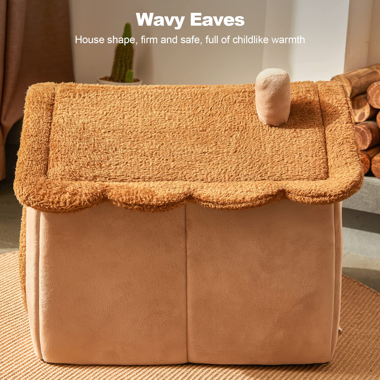 Letto Grotta Per Gatti E Cani - Pieghevole Con Cuscino Rimovibile Marrone - Foto 2