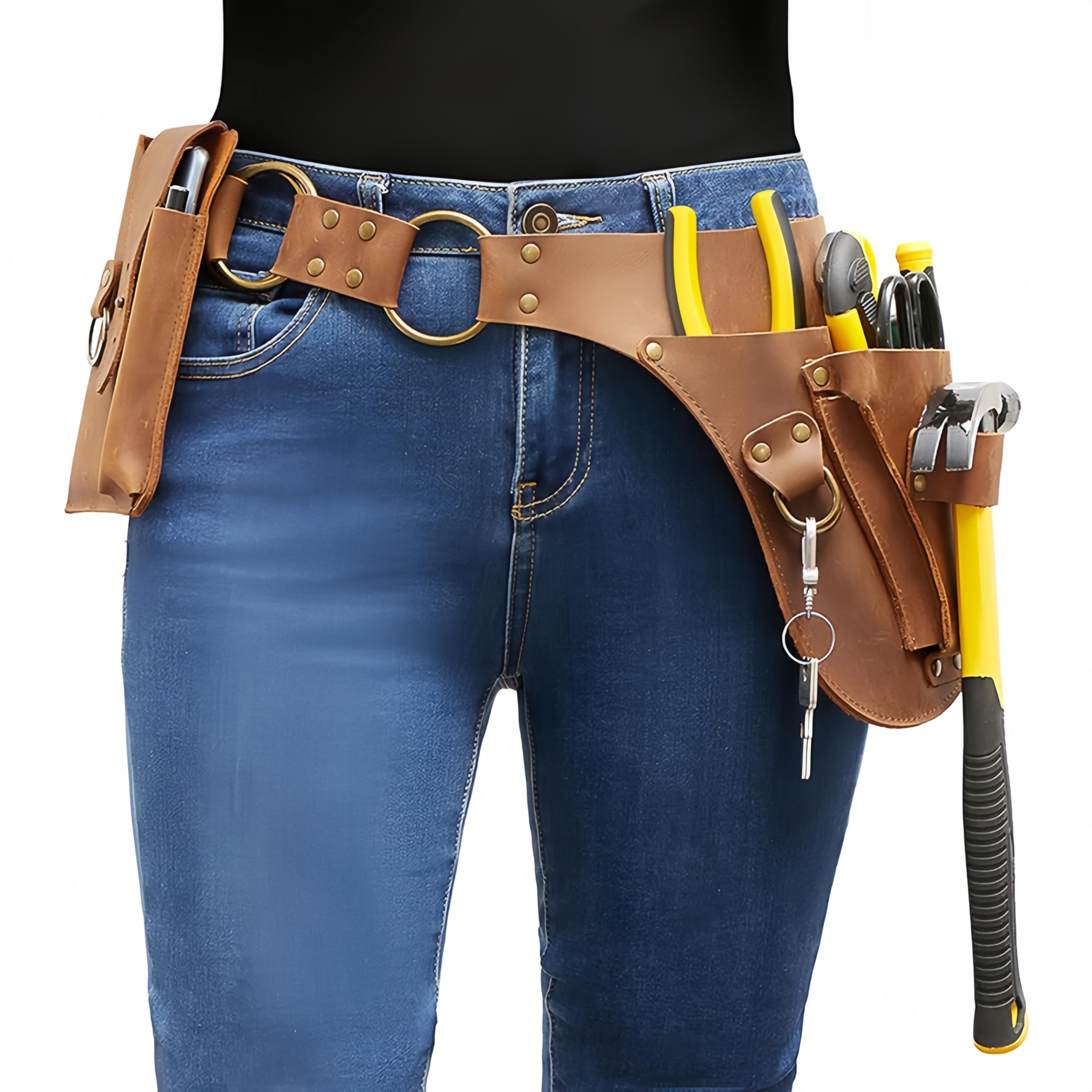 Ceinture à outils de jardin, ceinture d'outils de jardin, organisateur portable en cuir PU lourd, multifonctionnel pour femmes et hommes jardiniers