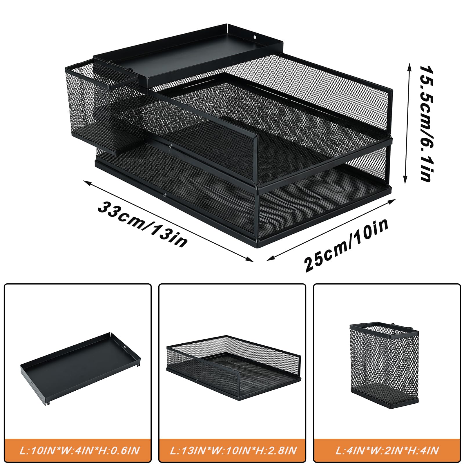 Vassoio Organizzatore 3 Livelli Per Scrivania - Portadocumenti A4 Impilabile - Foto 3