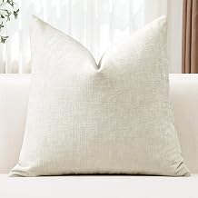 JOTOM Chenille Cushion Covers 50x50 cm Soft Cream White Decorative Throw Pillow Covers 20x20 Inch Square Cushion Case Solid Pillowcases for Couch Sofa Living Room Bed Home Decor (Cream White)
