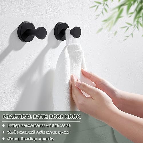 Miniatura 7 de APLusee Gancho para toallas de baño, paquete de 2 ganchos redondos de acero inoxidable, colgador de bata de abrigo, decorativo contemporáneo para