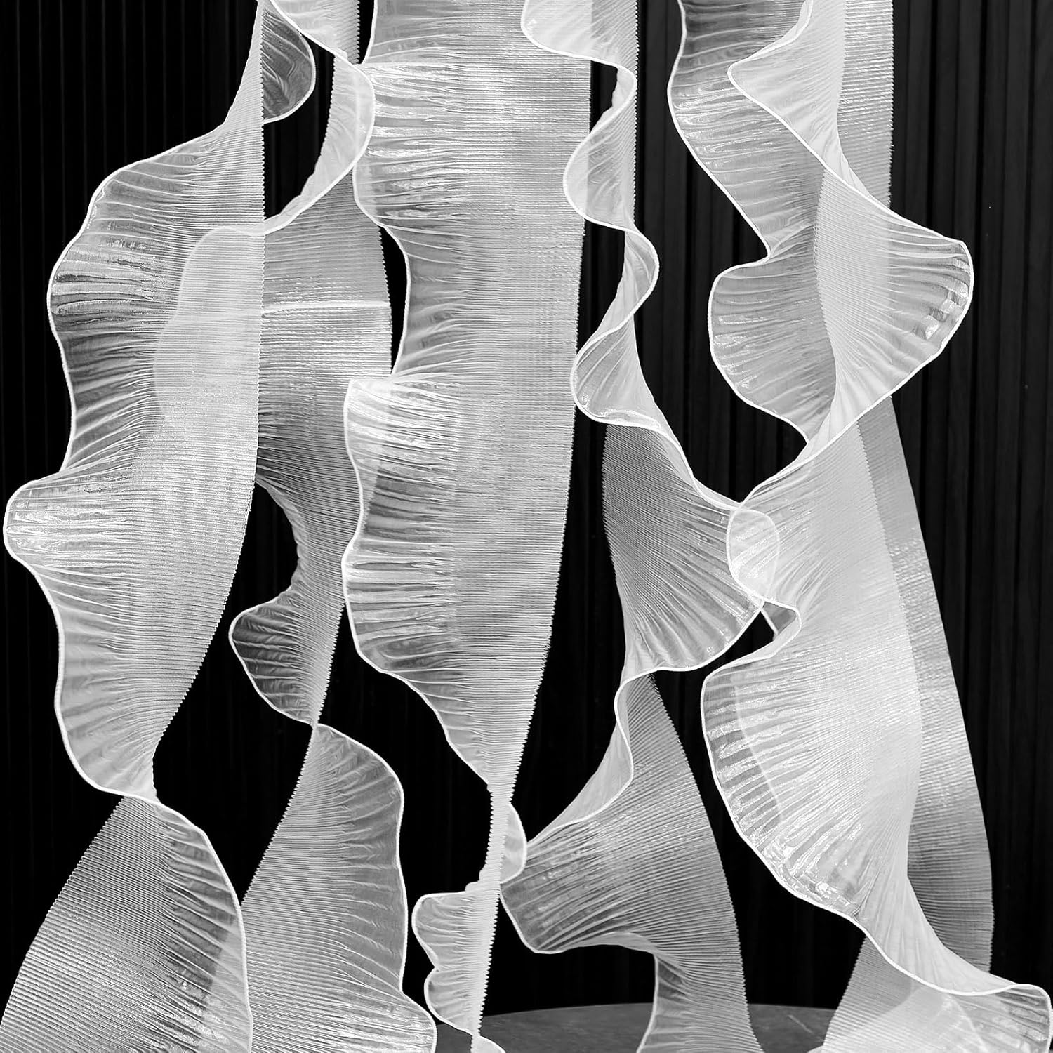 Newwiee 15 Yard Ruffle Pleated Chiffon Trim Jellyfish Organza Ribbons Ruffled Iridescent Ribbon Jellyfish Fabric Lace Fabric Trim for Hat Lantern Skirt Christmas Tree Decor ((White)) White 15 Yard