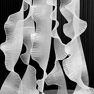 Newwiee 15 Ruffle Pleated Chiffon Trim Halloween Organza Ruffled Iridescent Ribbon Jellyfish Fabric Chiffon Ribbon Lace Fabric Trim for Jellyfish Cosplay Hat Lanter Skirt Costume(White)