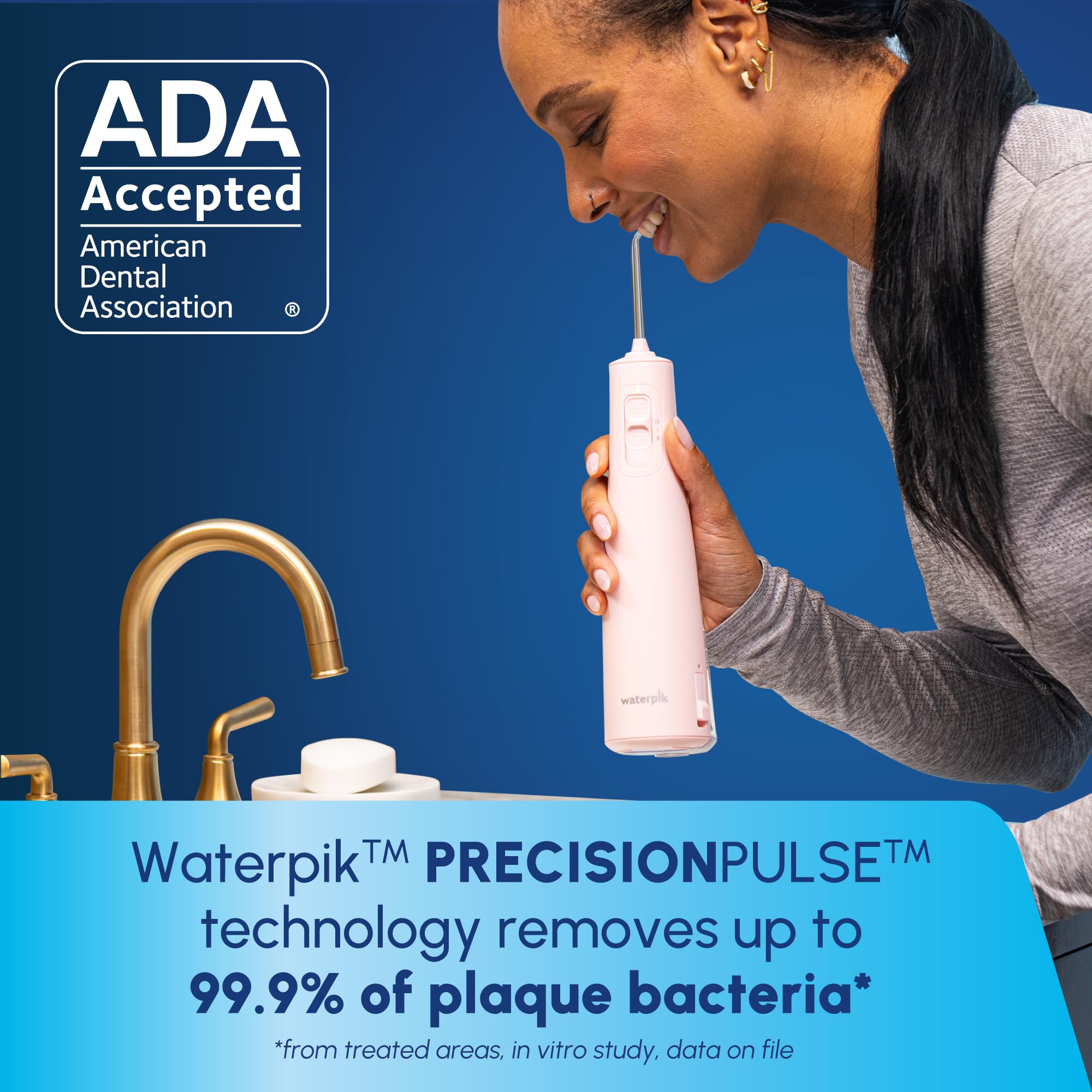 Waterpik Pulse 3000 Cordless Pulse 3000 - Idropulsore portatile ricaricabile per denti, gengive, parentesi graffe, cura e viaggio con 2 punte per filo interdentale, impermeabile, approvato ADA, WF-20