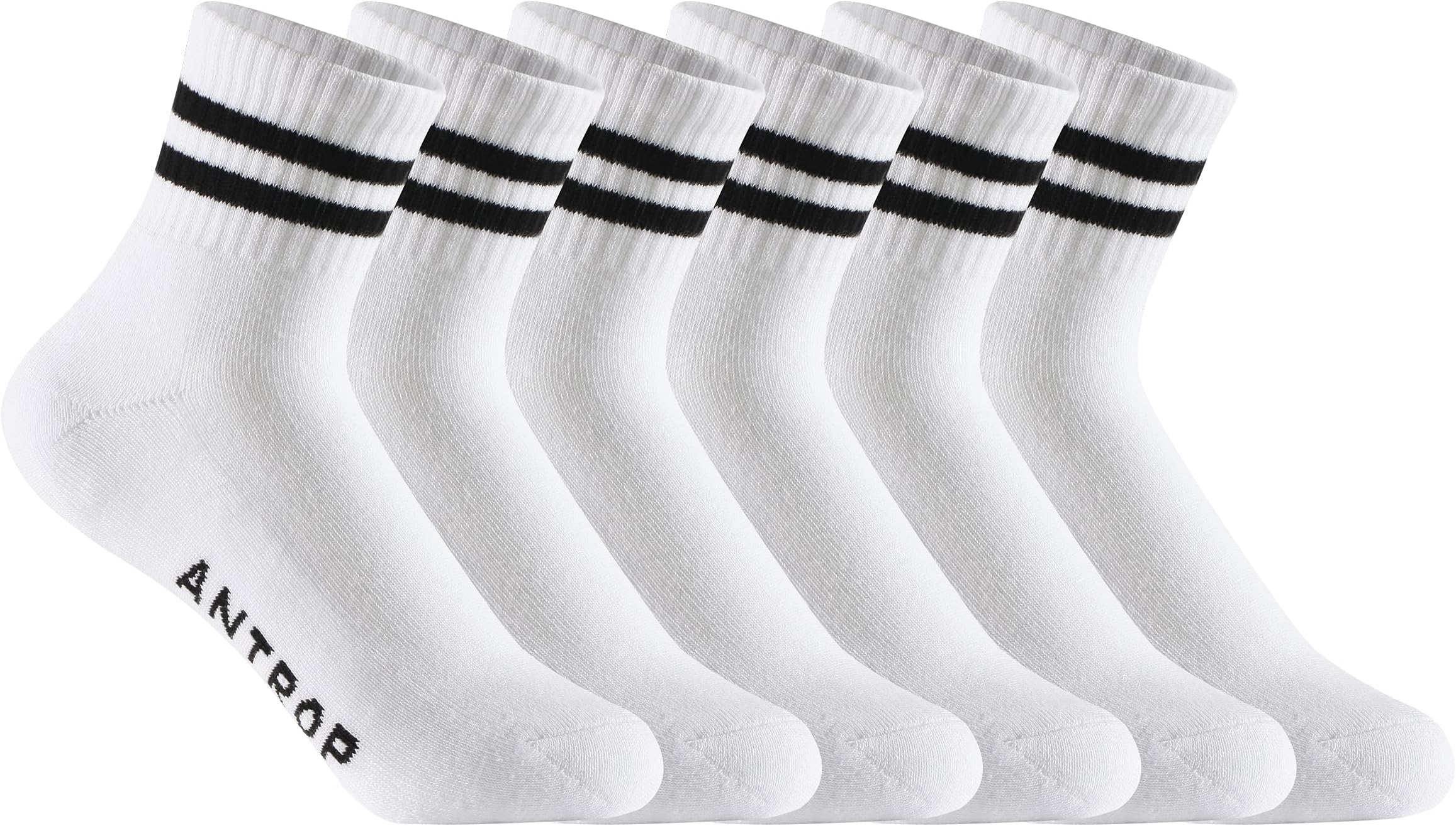 Quarter Crew Cotton Heel Tab Athletic Running Cushion 6 Pairs Socks, White, 9-12