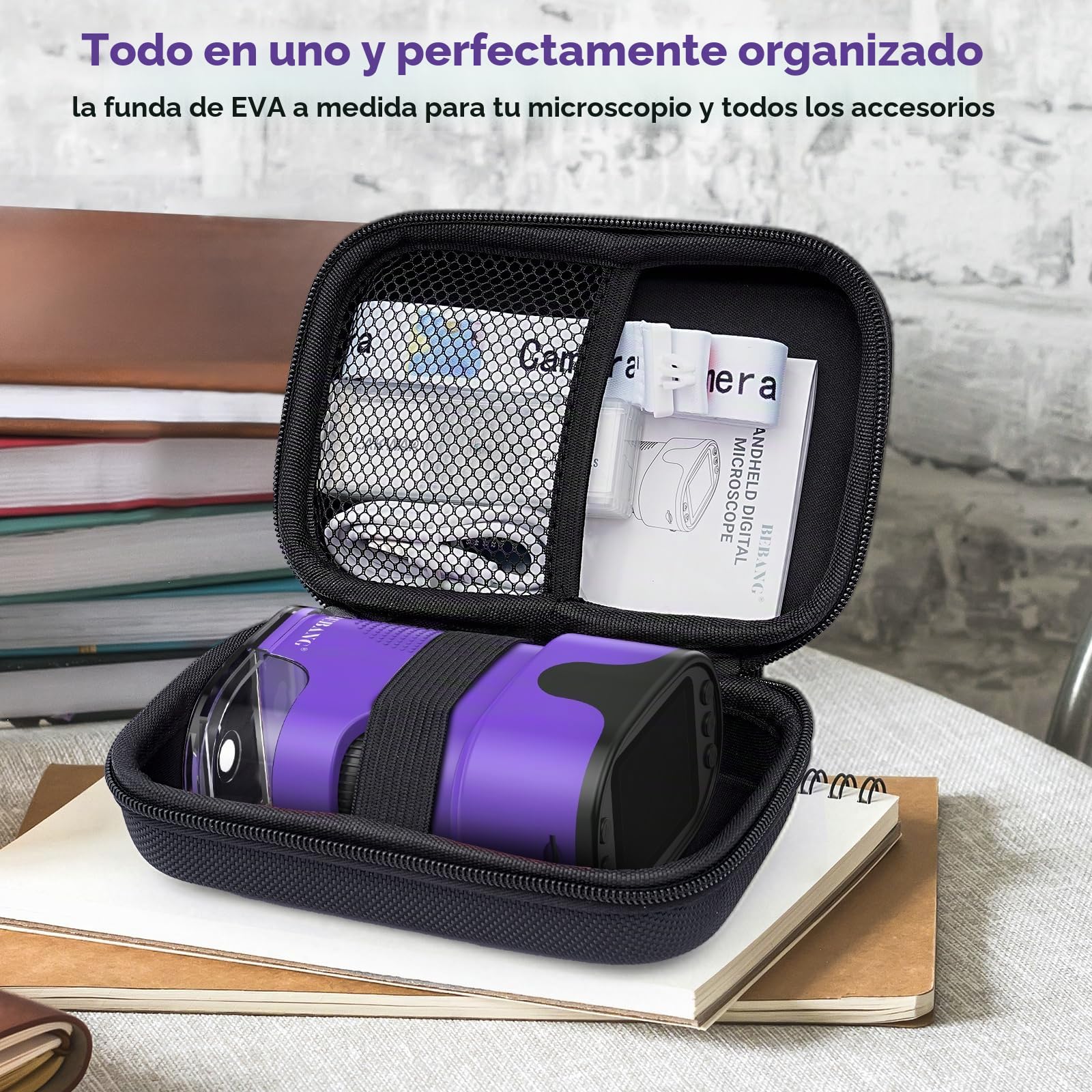 Microscopio de Mano 1000X para niños, 4K, Pantalla de 2 Pulgadas, Recargable, Mini microscopios Digitales de Bolsillo con Kit de Diapositivas, Regalo Edu portátil, para niños y Estudiantes