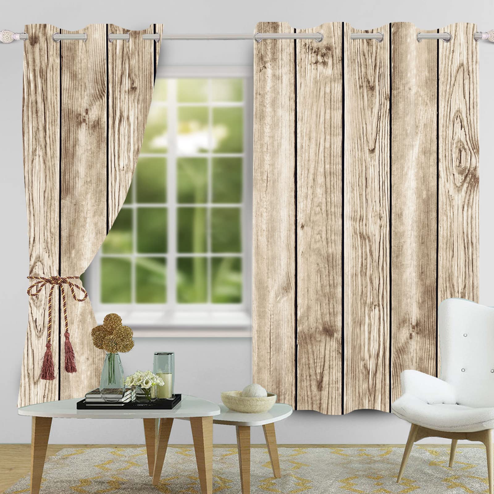 ZDLLDZ Plank shabby retro houtbruine raamgordijnen voor ZDLLDZ Plank shabby retro houtbruine raamgordijnen voor