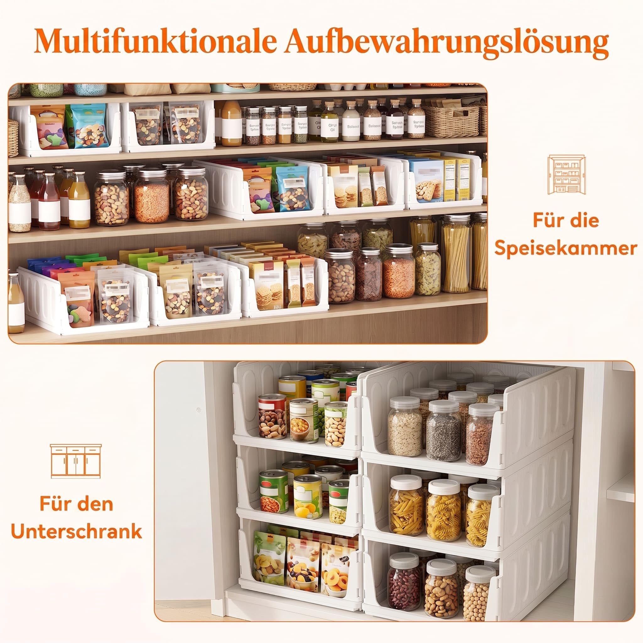 Lifewit 8er Set Stapelbare Kleiderschrank Organizer 42 cm Tief | Ausziehbar Kunststoff Ordnungssystem für Schrank & Einlegeböden, Würfelregale für T-Shirt, Küche, Wohnmobil