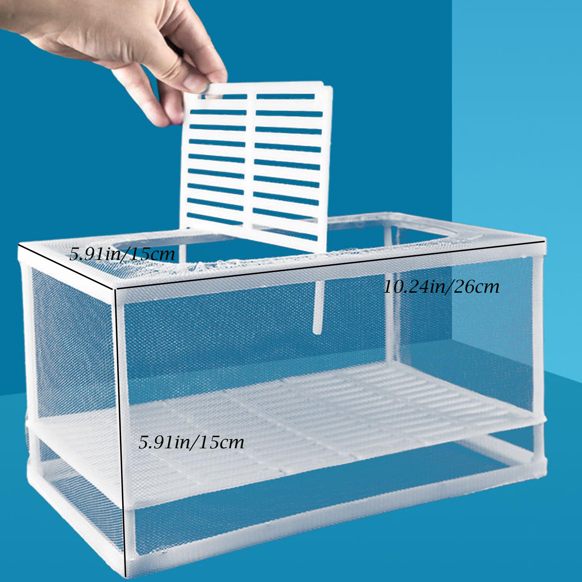Scatola di Isolamento Allevatore di Pesci Scatola di Allevamento di Pesci Acquario Rete per Incubatoi Isolare Piantine e Sostenere l'incubazione e la Riproduzione con Ventose (26 * 15 * 15 cm)