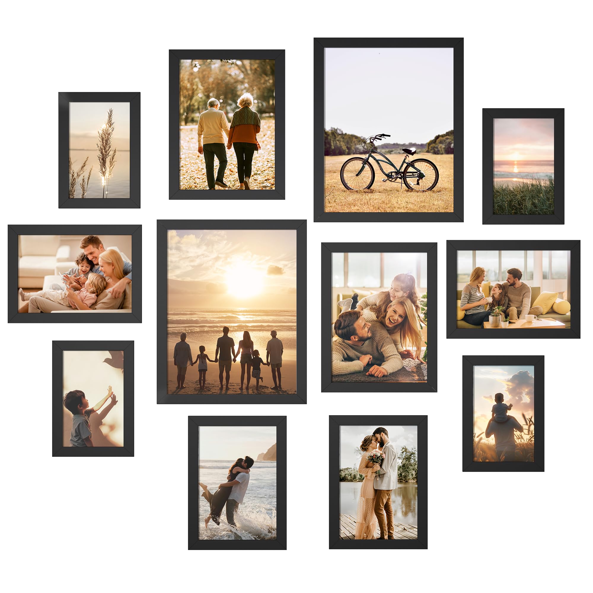 Feihorrm Black Picture Frames Set of 12, Photo Frames Multiple Pictures, Wall & Tabletop Collage Photo Frame
