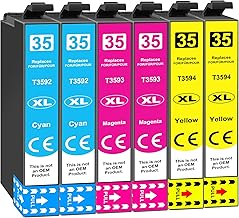 35XL Cartridges Compatible with Epson 35XL Multipack Compatible with Epson Workforce Pro WF-4725DWF WF-4740DTWF WF-4730DTWF WF-4720DWF WF4740 WF4730 WF4720 WF4725 (Cyan, Magenta, Yellow)